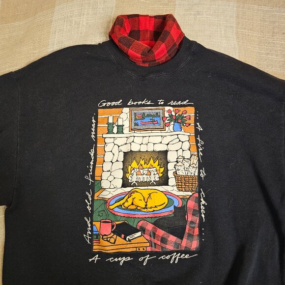 Vintage CottageCore Turtleneck Cozy Print Graphic Sweatshirt - Picture 5 of 10